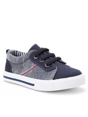 Wonder Nation Infant Size 2 Sneakers Casual Navy & Gray Denim Look Red Stripe